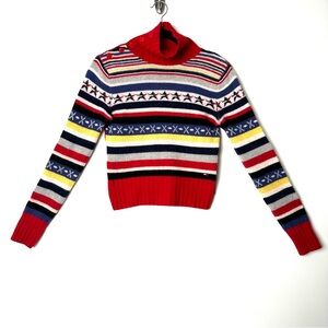 Y2K Tommy Hilfiger Jeans Retro Mock Neck Sweater Lambswool Angora Sparkle Knit